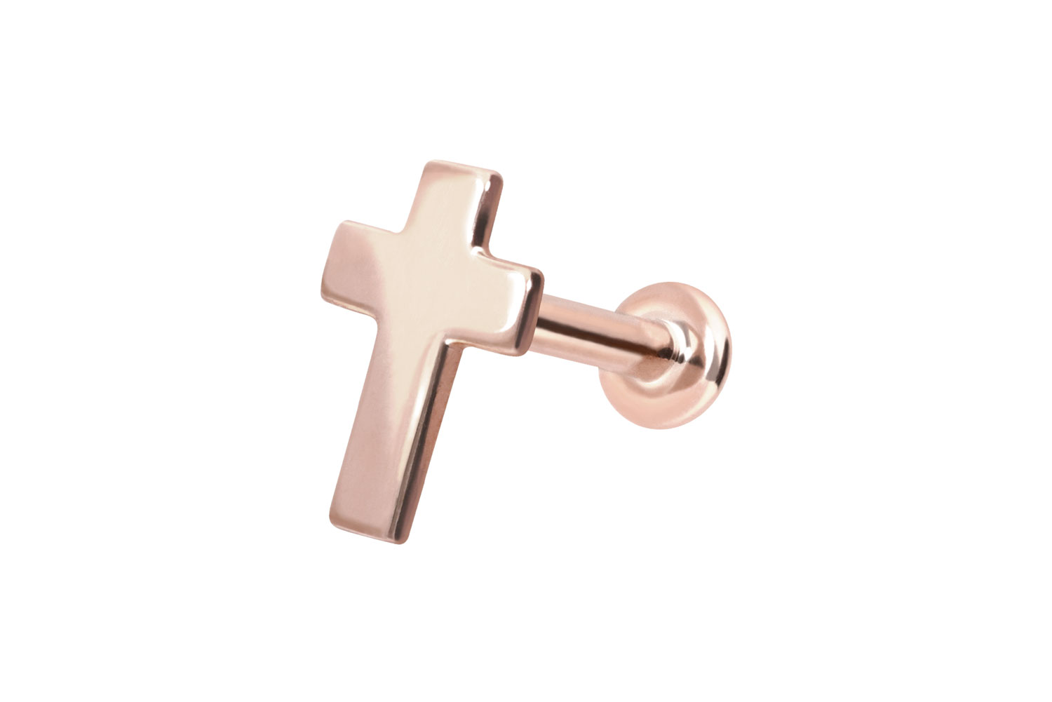 14 Karat Gold Labret Piercing mit Push Fit KREUZ